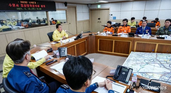 이재준 시장이 통합방위협의회 정기회의에서 발언하고 있다.