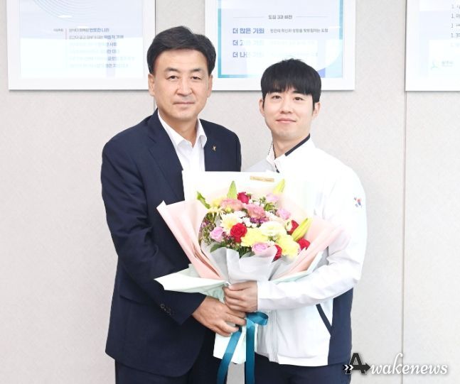 방세환 광주시장, 직장운동경기부 펜싱팀 허준 선수 항저우 아시안게임 출전 격려