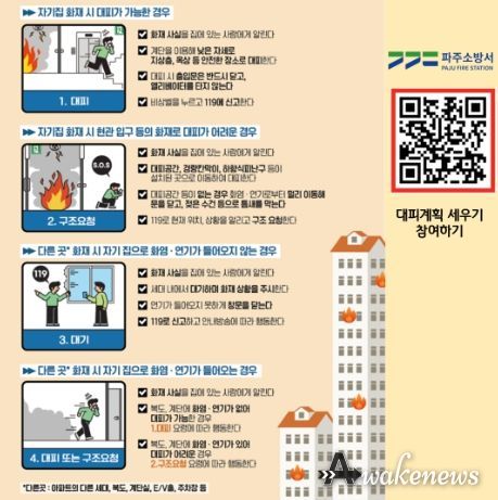 파주소방서, QR코드 통한 ‘아파트 대피 계획 세우기’ 안내