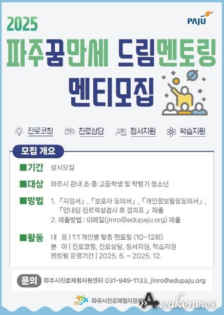 파주시, ‘진로멘토링 사업’으로 관내 청소년 진로 설계 지원