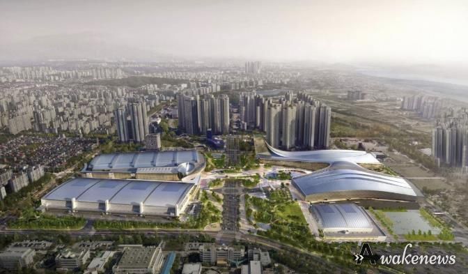 킨텍스 제1~3전시장 조감도. 2028년 제3전시장이 준공되면 제1~3전시장을 합쳐 17만㎡ 규모의 국내 최대 전시 공간으로 거듭난다.