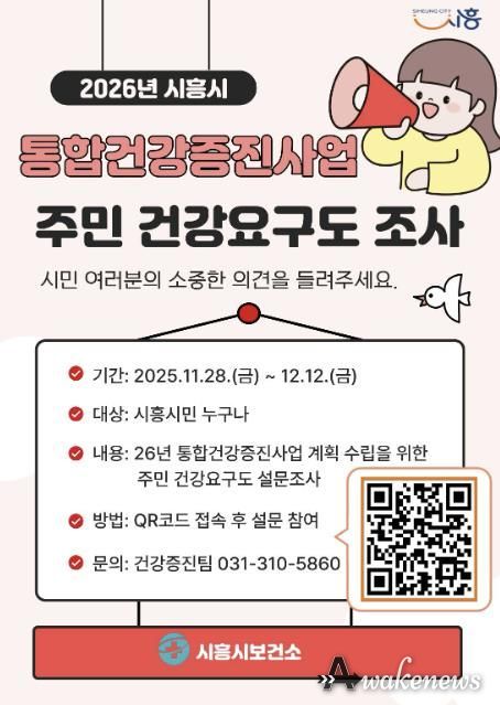 시흥시, 통합건강증진사업 주민 건강요구도 조사 실시