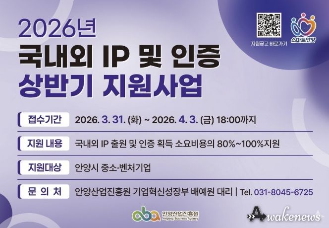 안양산업진흥원, 2026년 국내외 IP 출원 및 인증 상반기 지원사업 모집